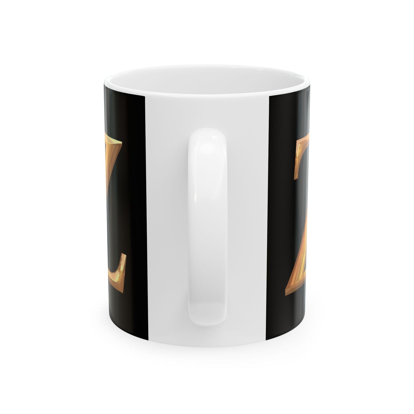 Monogram 'Z' Red Gold Heart Ceramic Mug – Personalized Initial Coffee Cup (11oz, 15oz)