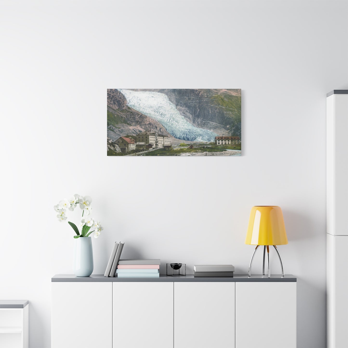 Glacier Village Matte Canvas Print