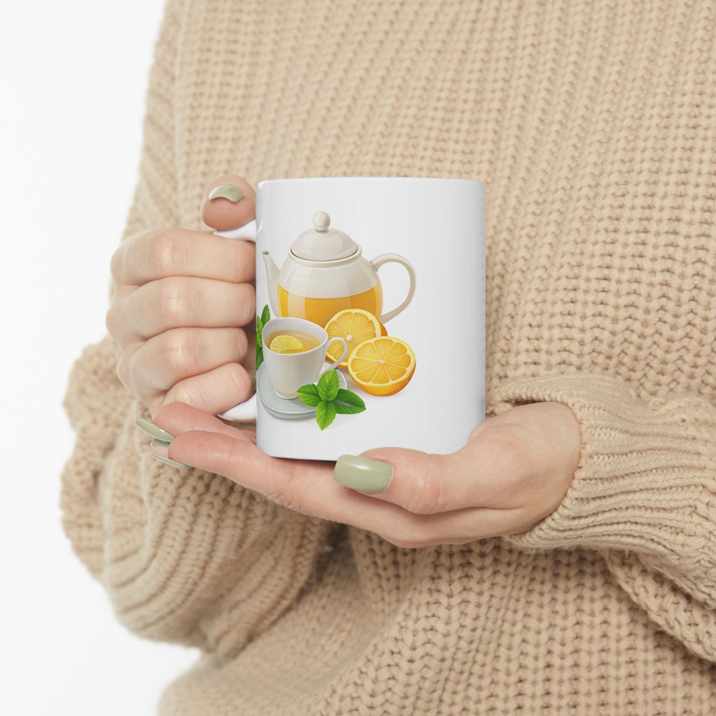Citrus Delight Ceramic Mug - Refreshing Lemonade Design, Perfect for Tea Lovers, Kitchen Decor, Gift for Friends, Summer Sips