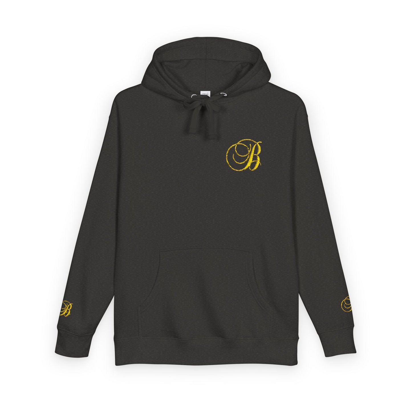 Coral Gold Floral Initial Hoodie — Monogram 'B' Casual Pullover