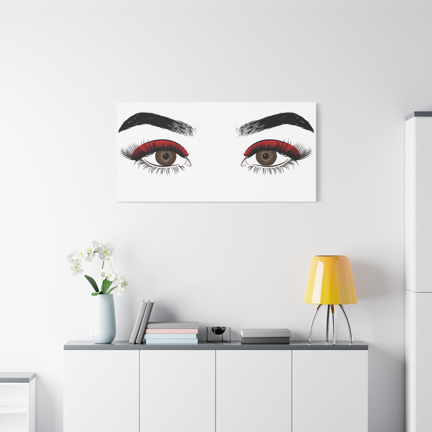 Red Lashes Wall Art Canvas — Glam Eyes Makeup Decor