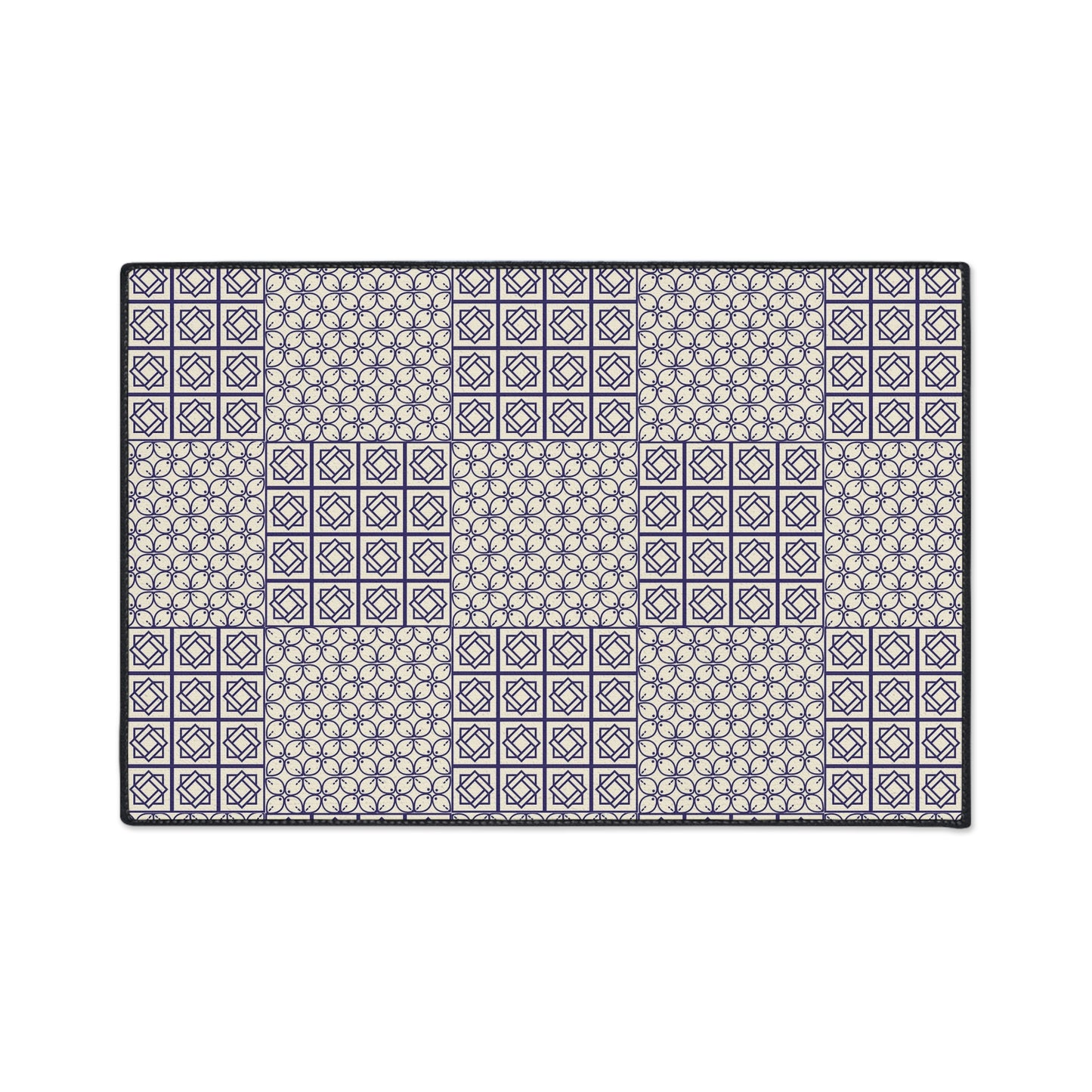 Geometric Patchwork Heavy-Duty Floor Mat — Non-Slip Entry Rug
