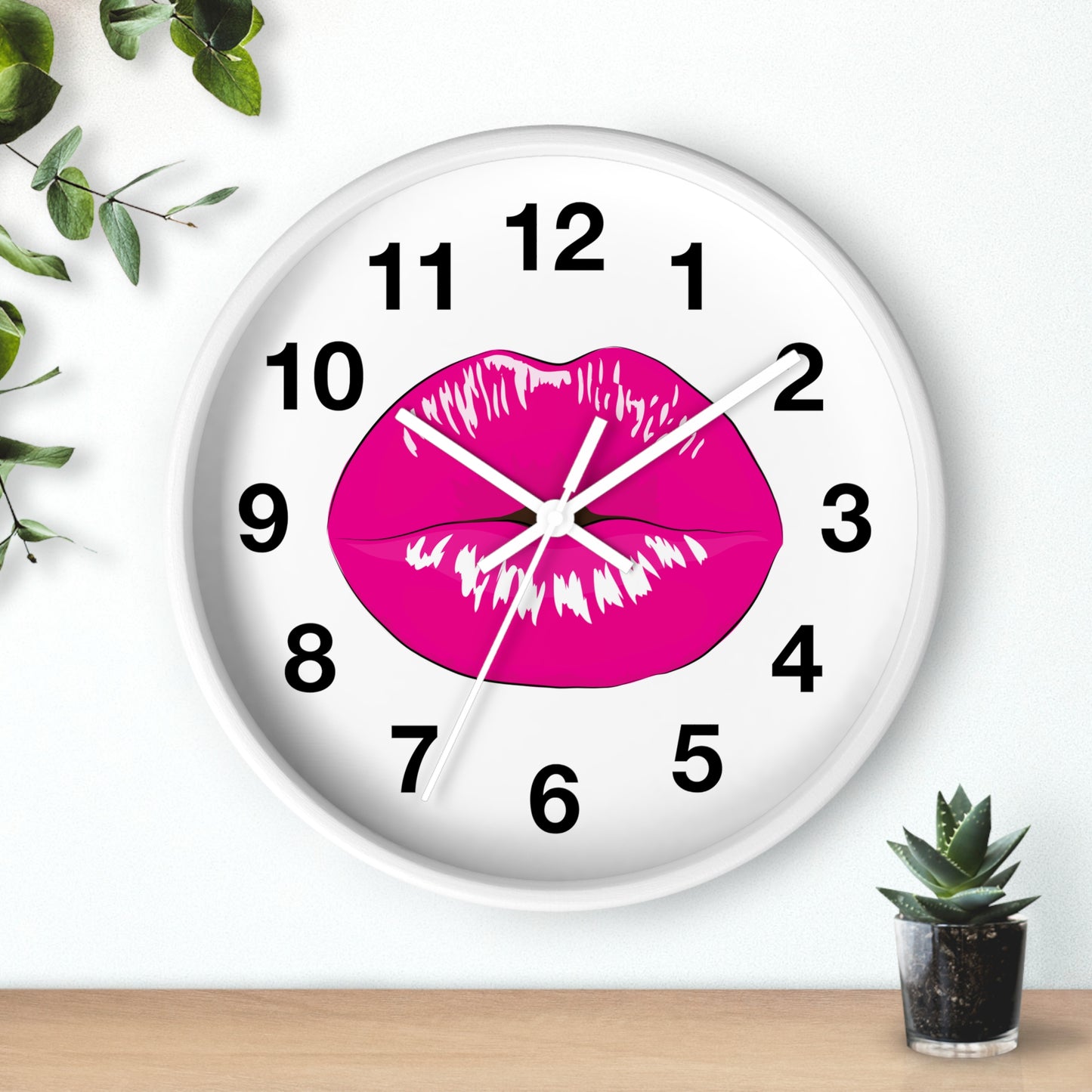 Hot Pink Kiss Wall Clock | Lip Print Clock