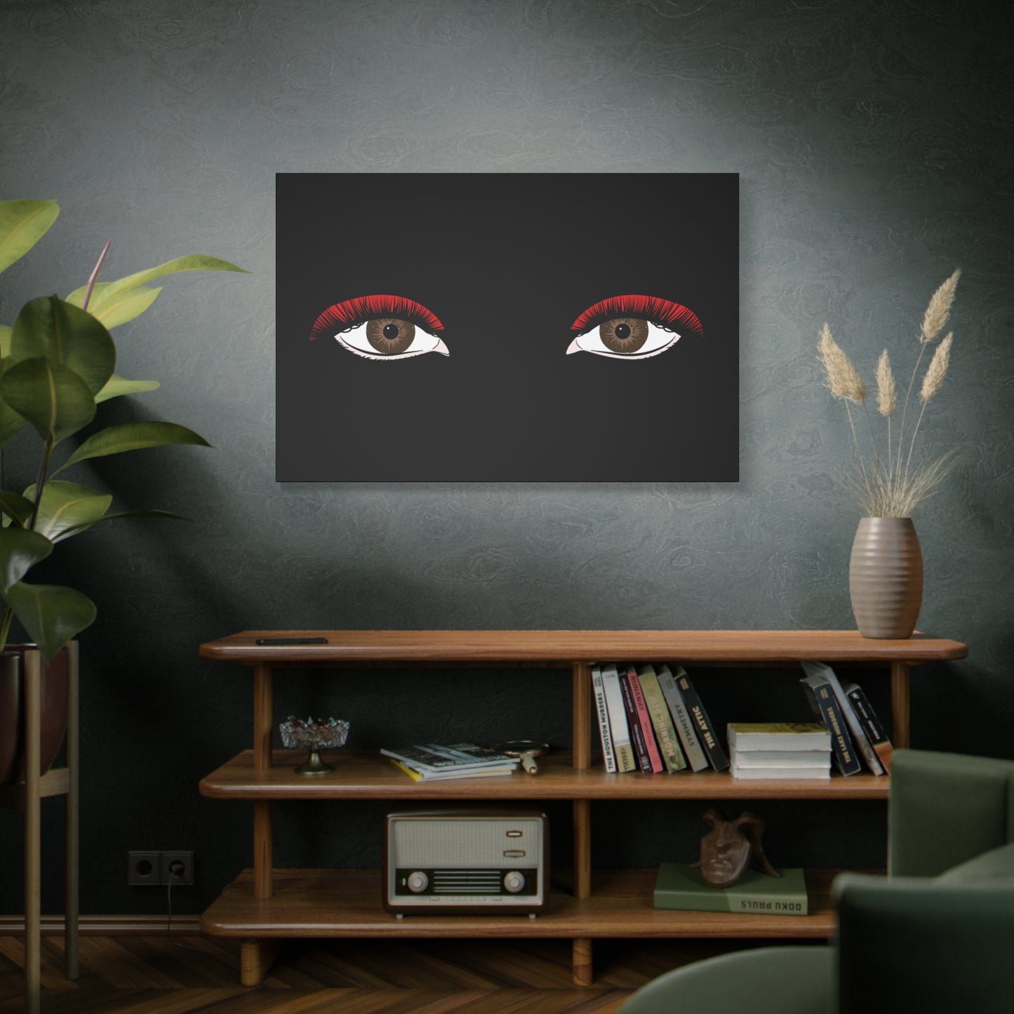 Red Lashes Wall Art Canvas — Glam Eyes Makeup Decor
