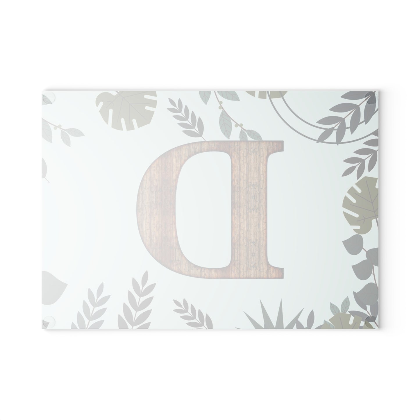 Monogram D Wood Letter Glass Cutting Board – Botanical Initial Kitchen Decor