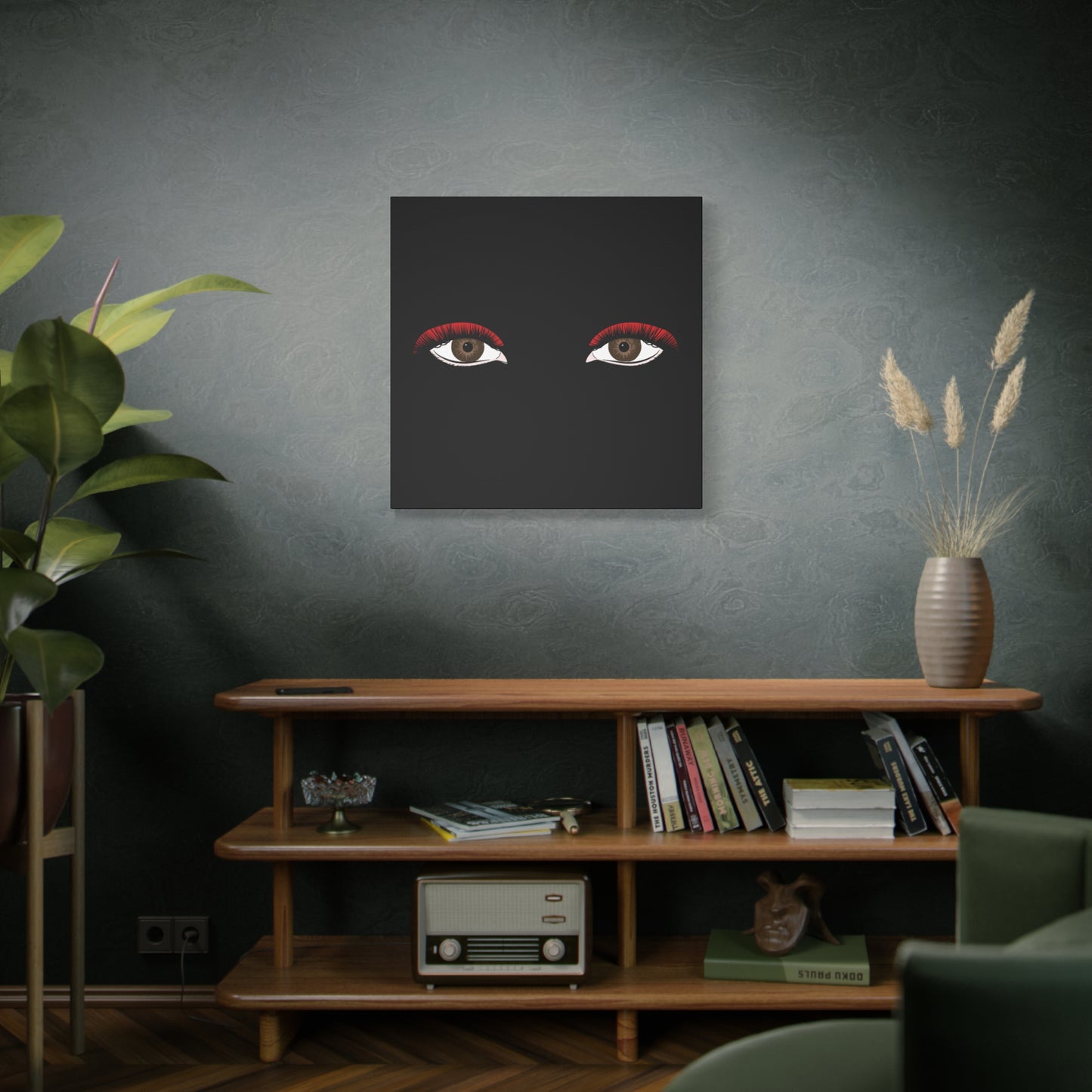 Red Lashes Wall Art Canvas — Glam Eyes Makeup Decor