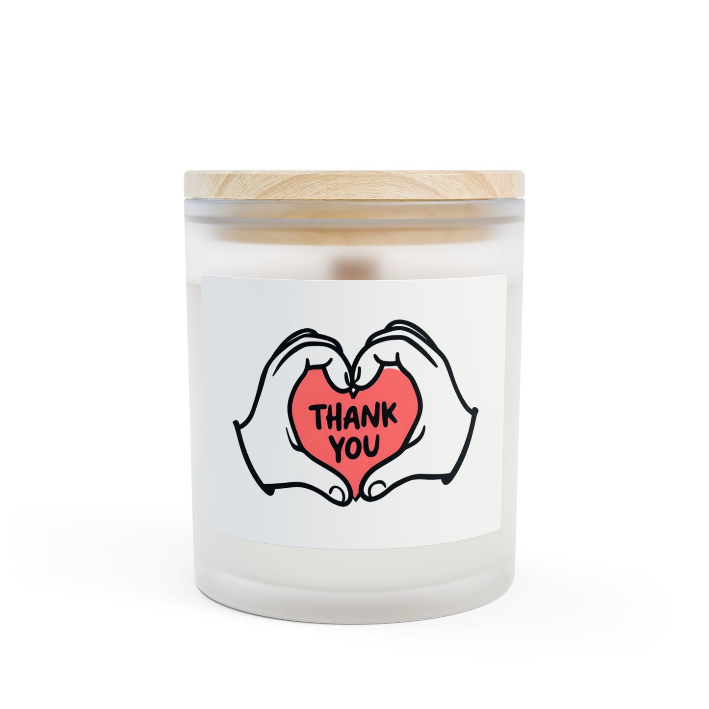 Thank You Heart Frosted Glass Candle — 11 oz Scented Gift