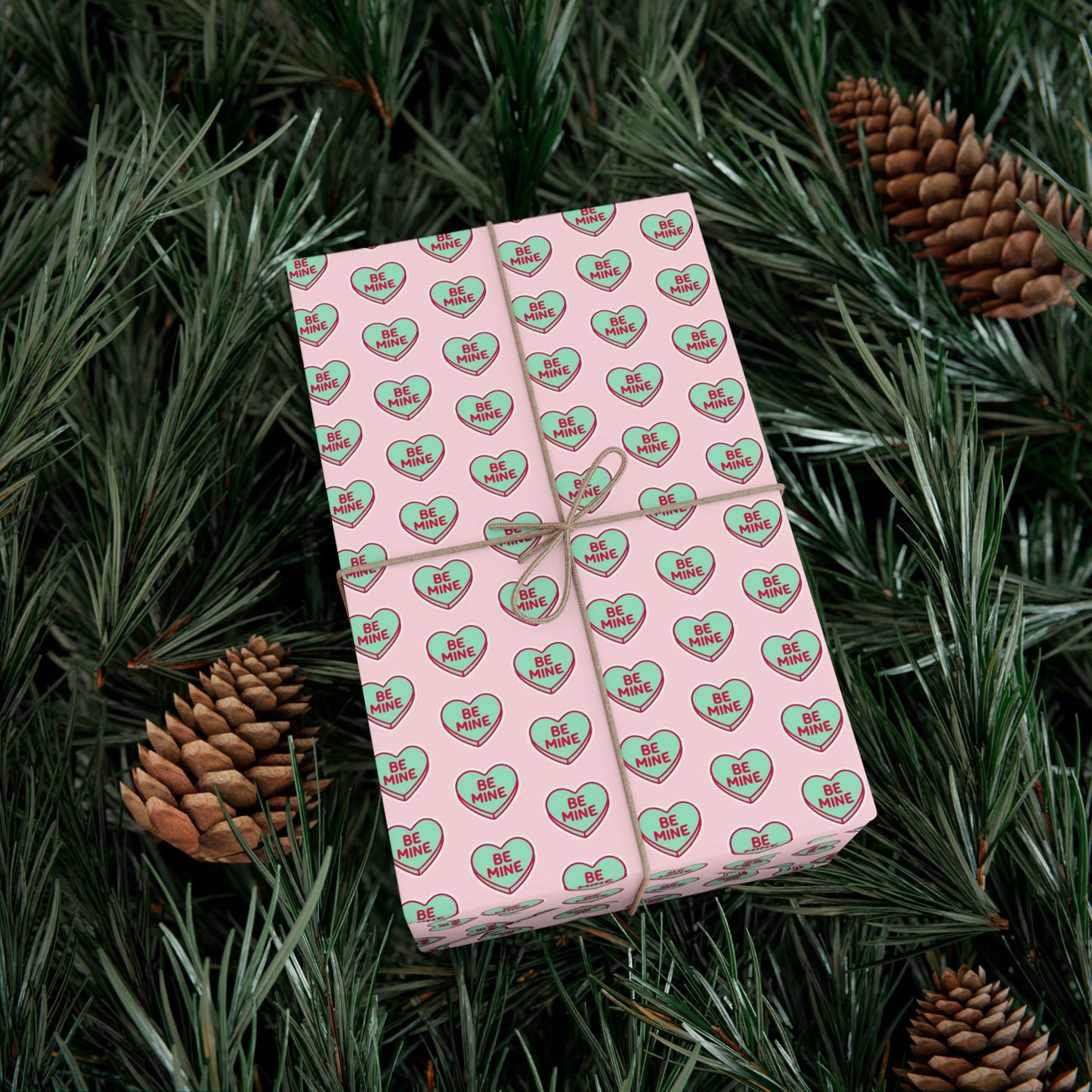 Valentine 'Be Mine' Heart Gift Wrap Paper – Pink Romantic Wrapping Sheets
