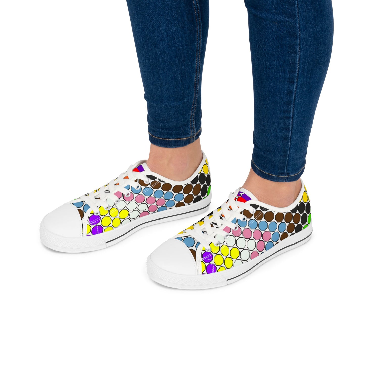 Colorful Polka Dot Low Top Sneakers — Women’s Casual Retro Pattern Shoes