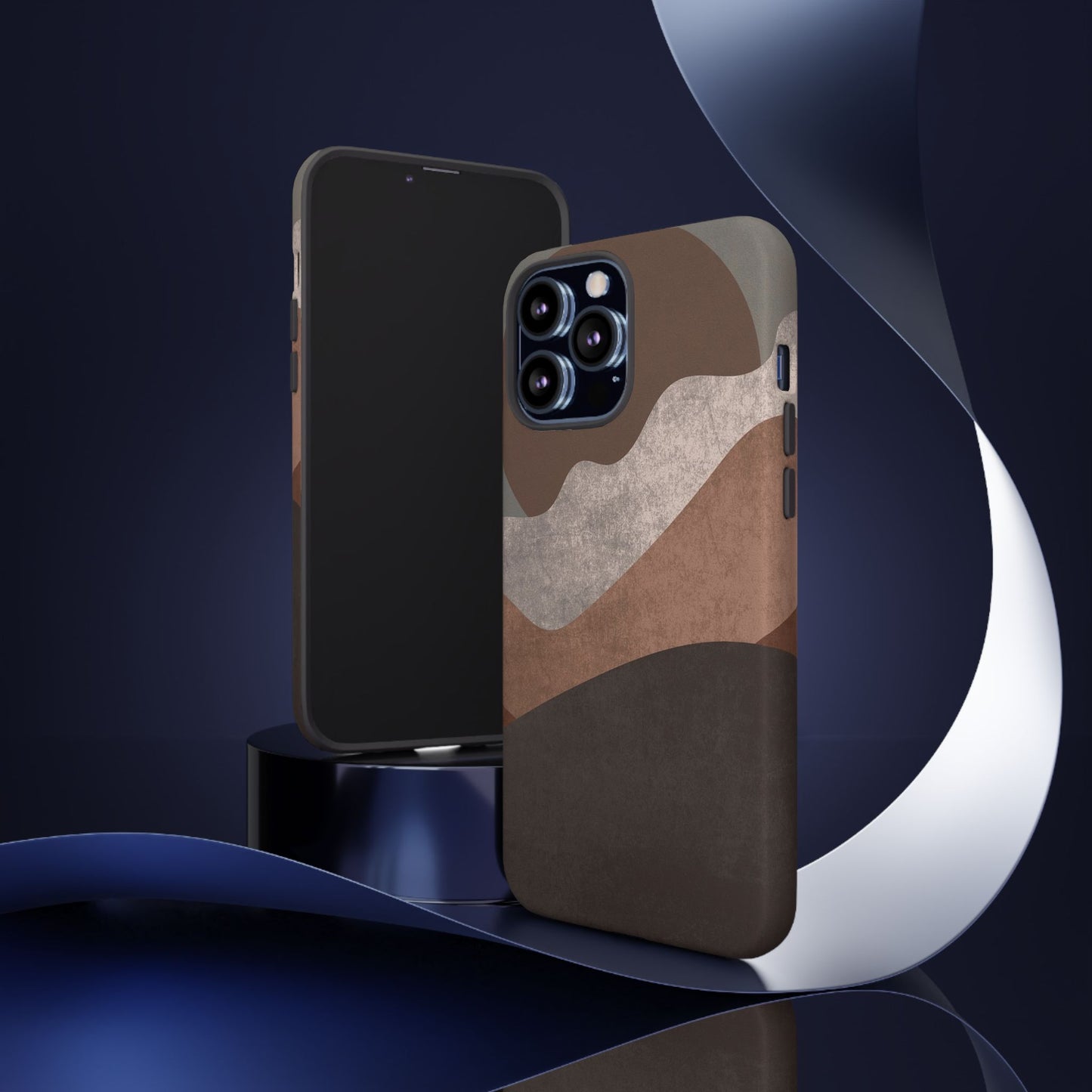 Abstract Earthtone Phone Case — Brown Layered Rugged Tough Case
