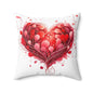 Valentine Red Heart Decorative Pillow — Romantic Floral Heart Throw Pillow