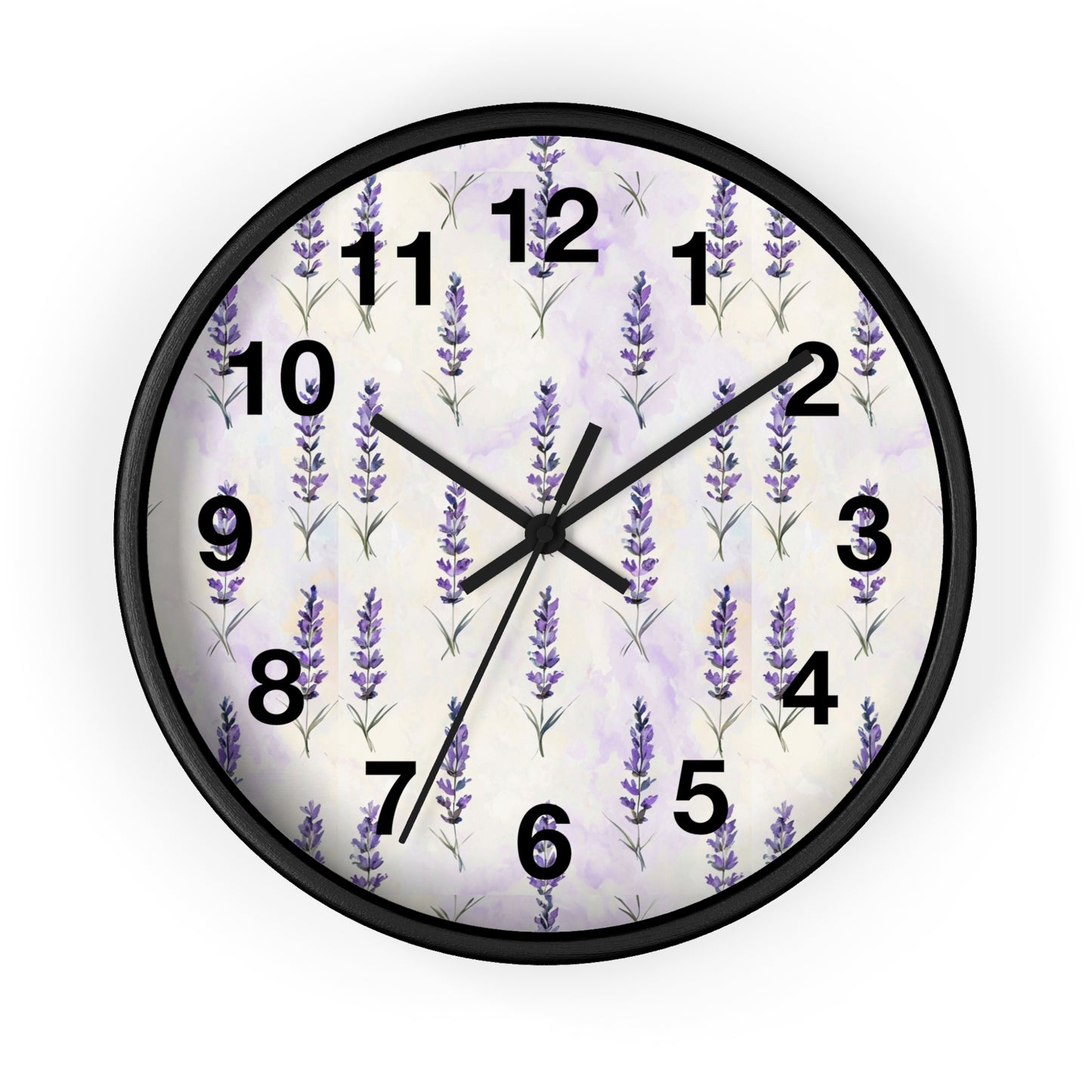 Lavender Sprig Wall Clock — Botanical Floral Clock for Kitchen, Bedroom & Living Room
