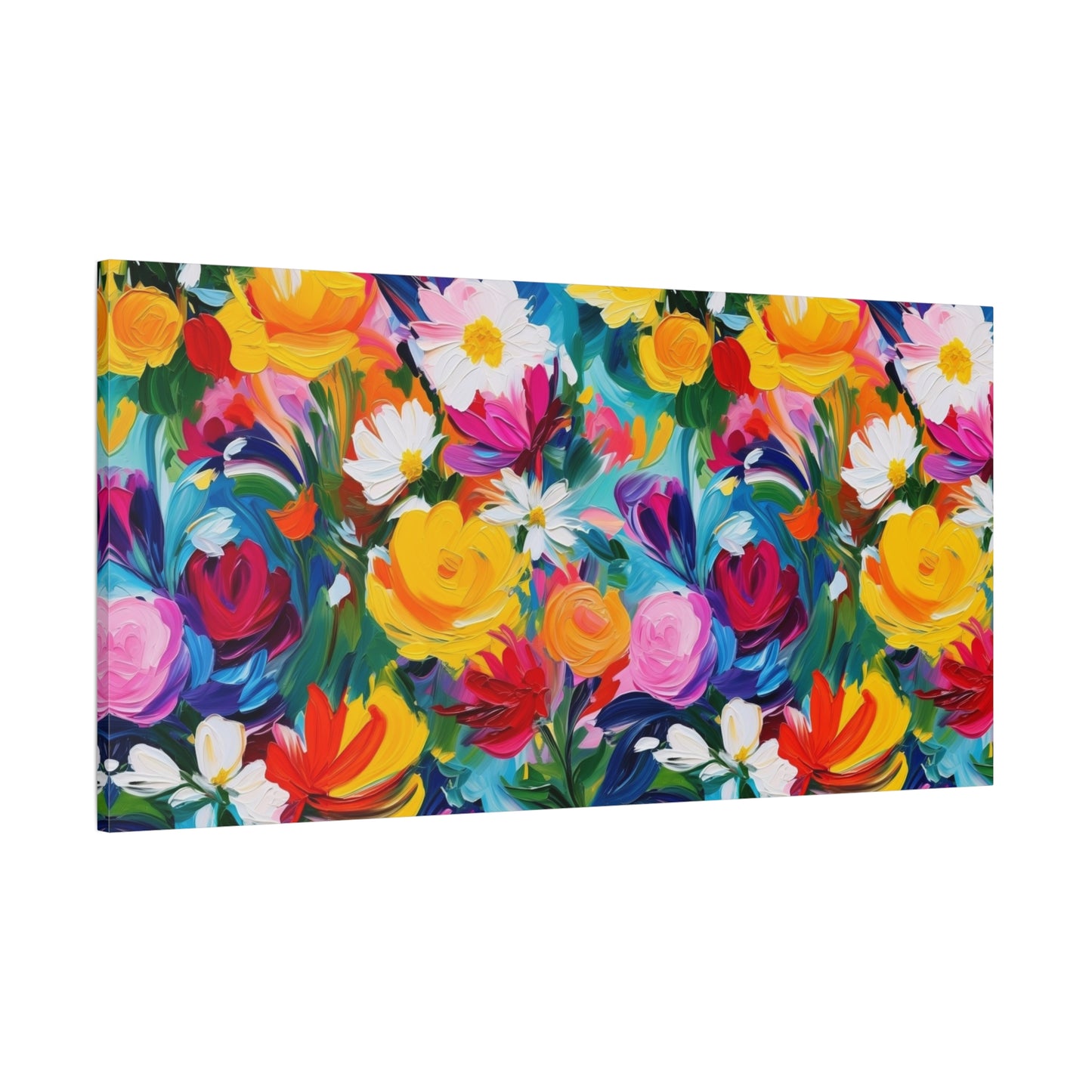 Vibrant Floral Matte Canvas Wall Art — Colorful Garden Print, Stretched 1.25"