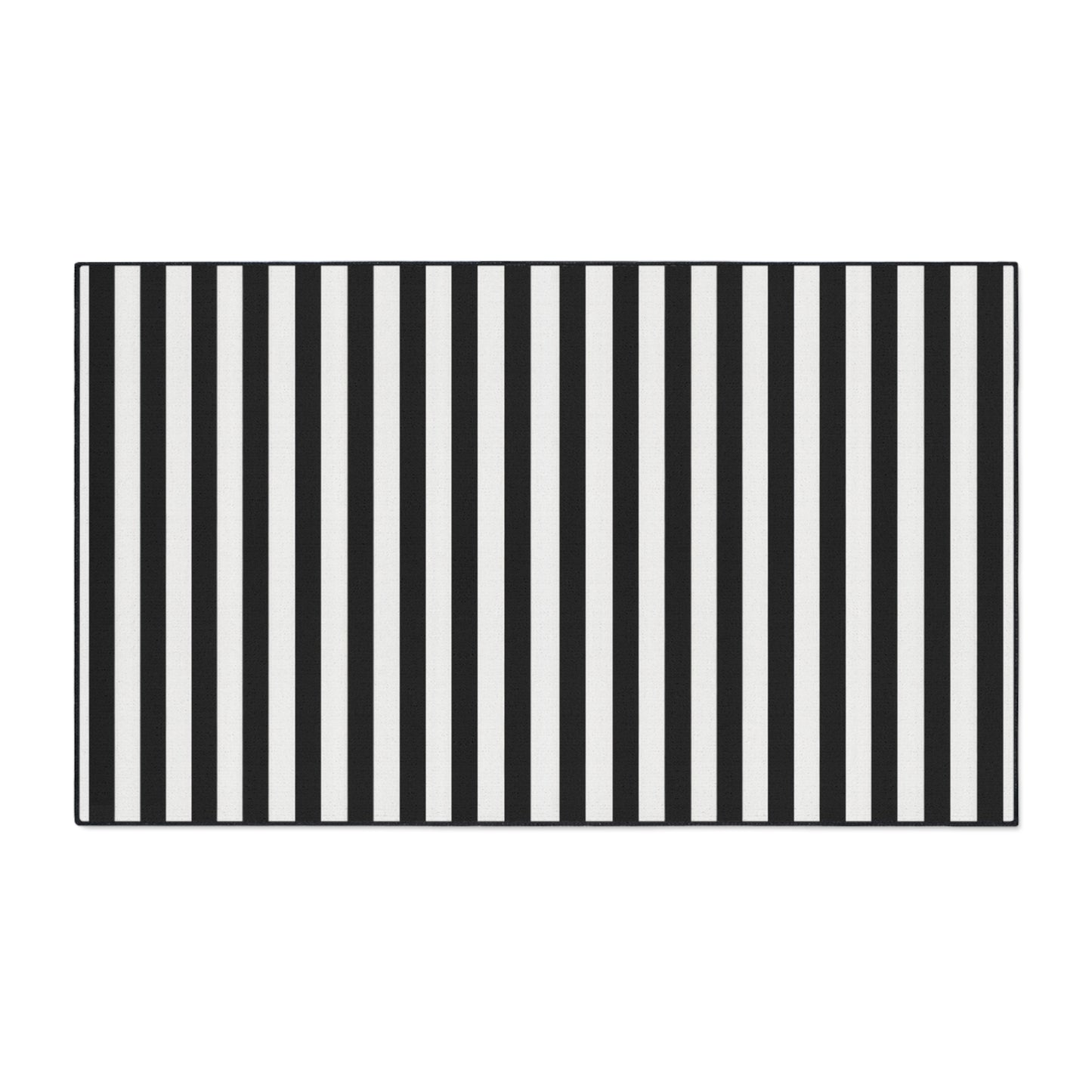 Black & White Striped Heavy Duty Floor Mat — Durable Entrance Rug for Home, Office & Garage