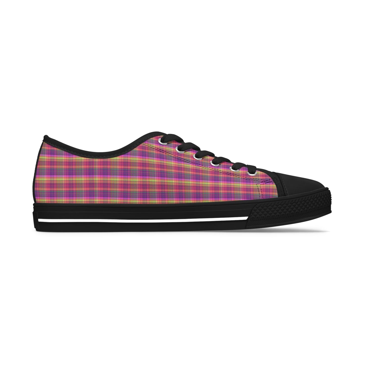 Plaid Low Top Sneakers — Women's Casual Canvas Shoes