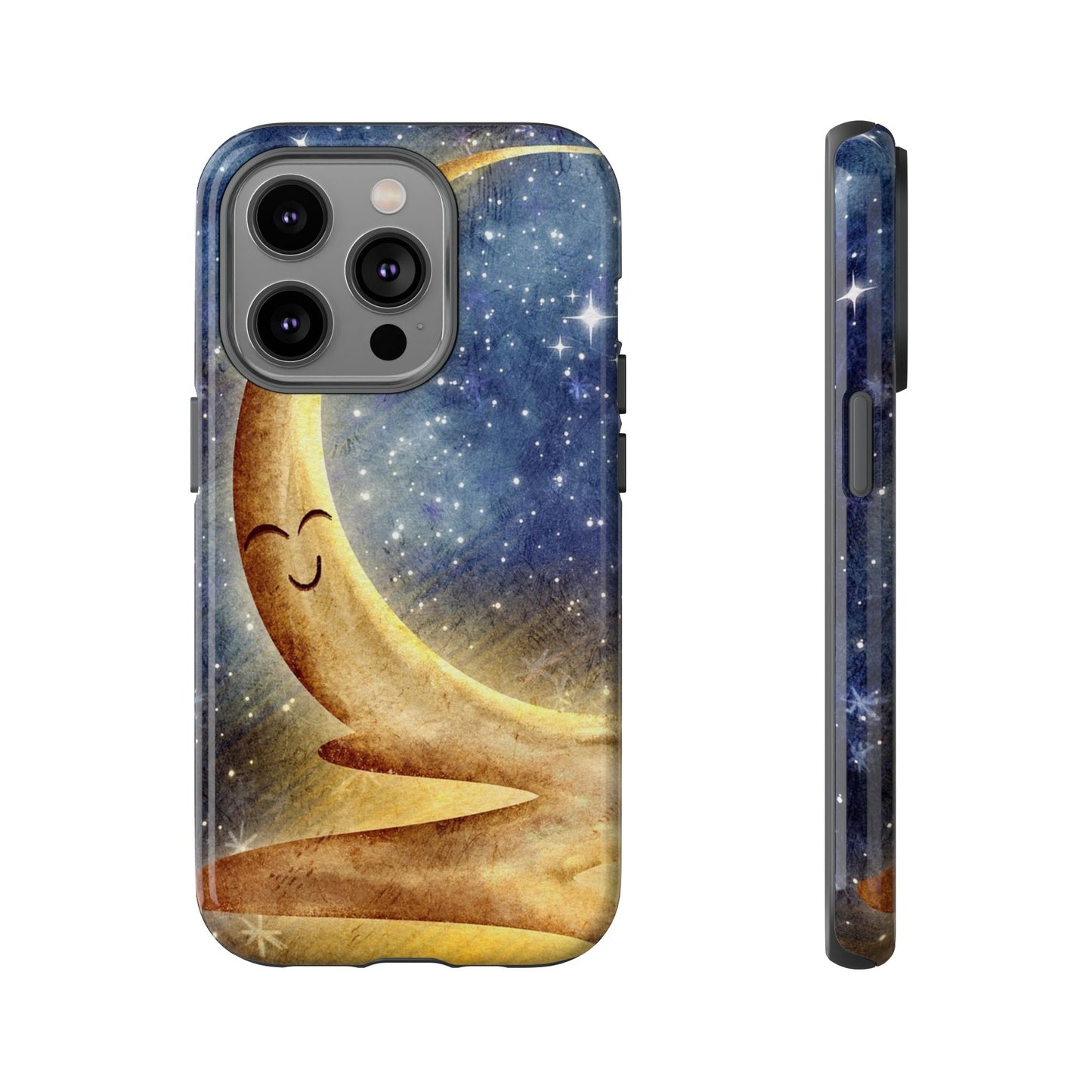 Moonlit Smile Phone Case — Starry Night Crescent Moon iPhone Cover