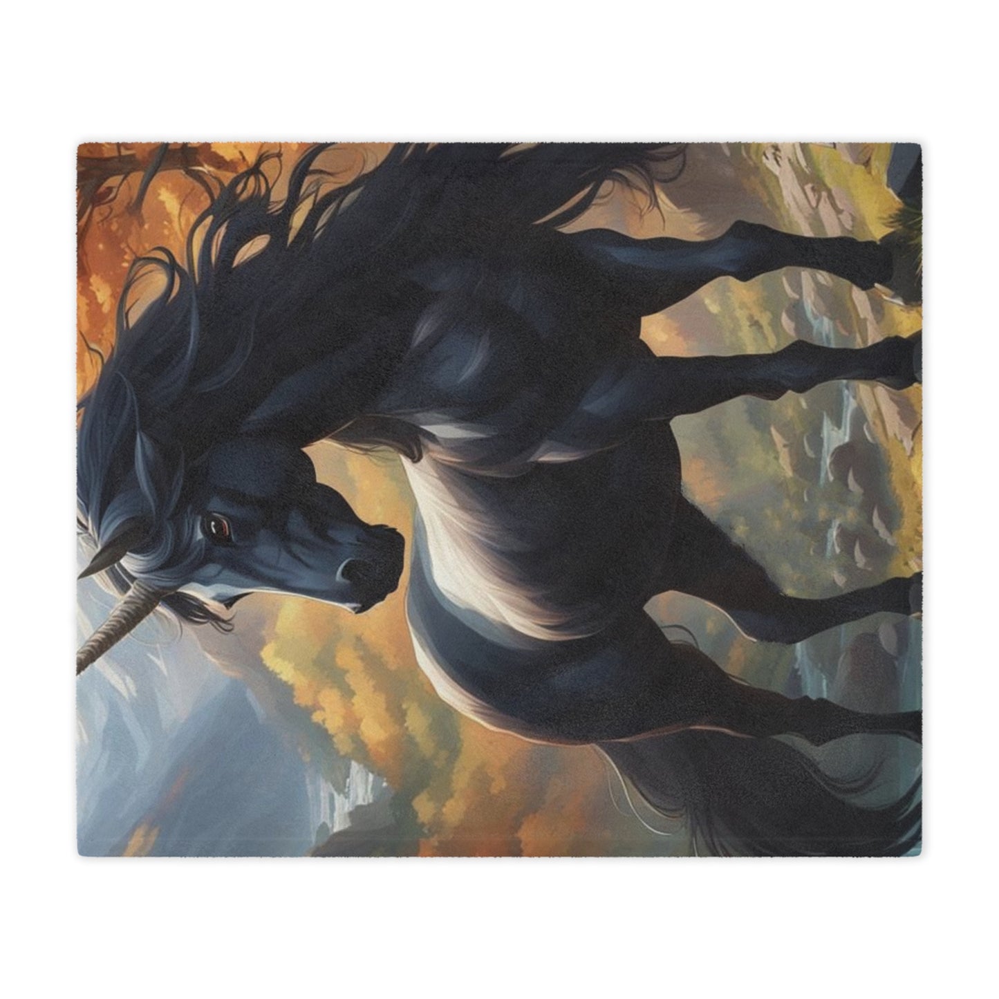 Black Unicorn Minky Blanket — Plush Fantasy Throw for Kids & Adults