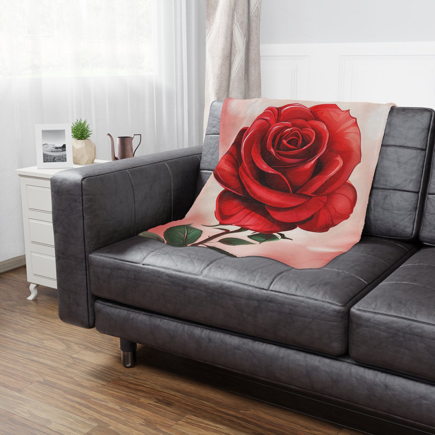 Red Rose Minky Blanket – Soft Floral Throw for Valentine’s Day & Romantic Gifts