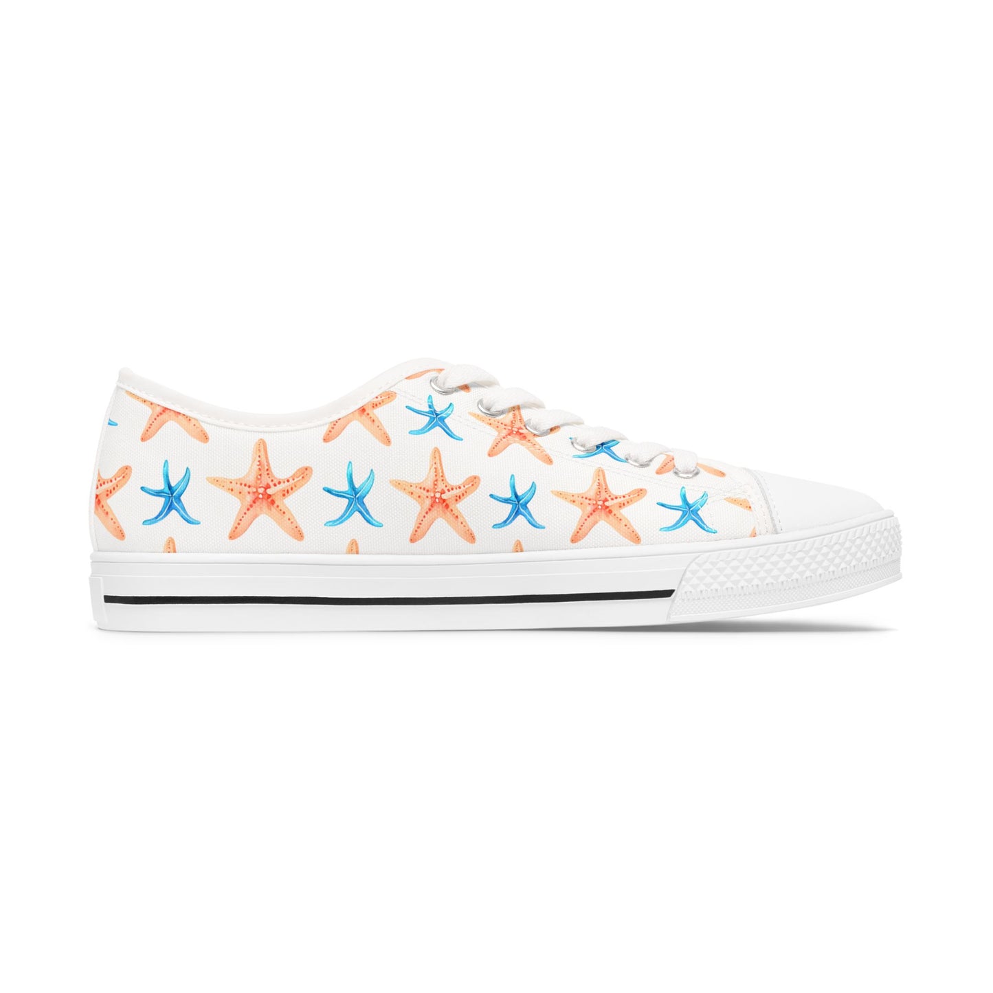 Starfish Print Sneakers — Beachy Low-Top Canvas Shoes
