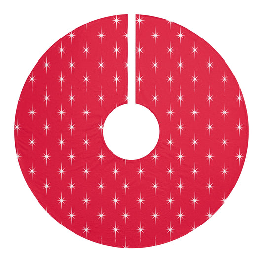 Sparkling Star Christmas Tree Skirt, Holiday Decor, Festive Home Accent, Red Tree Cover, Christmas Gift, Seasonal Decoration