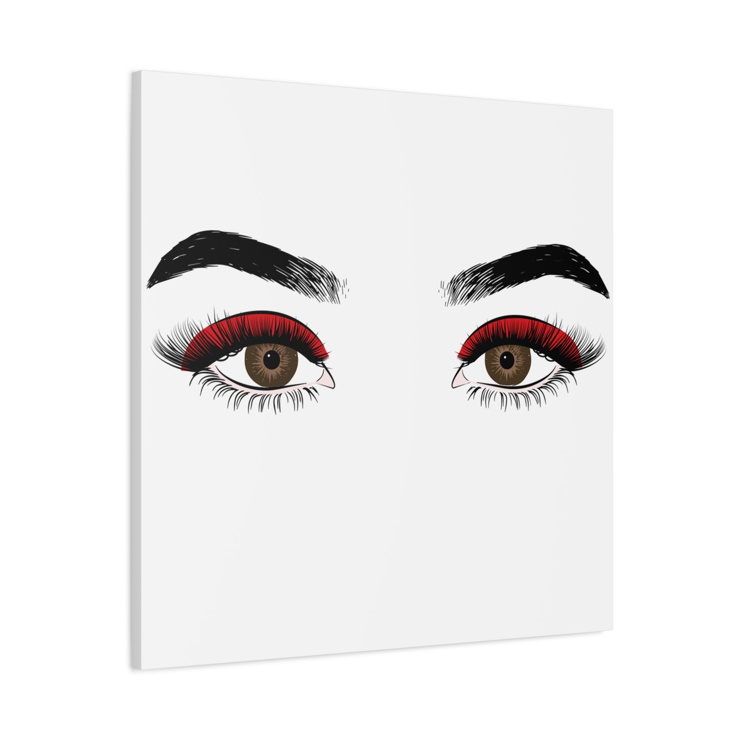 Red Lashes Wall Art Canvas — Glam Eyes Makeup Decor