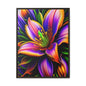 Vibrant Neon Floral Matte Canvas Print — Framed Wall Art