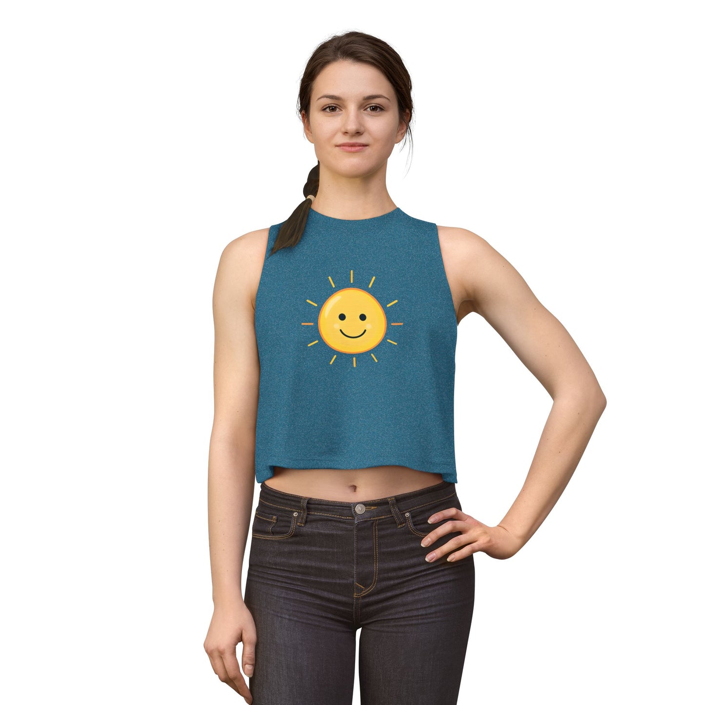 Smiley Sun Crop Top — Cute Sunny Face Women's Tank