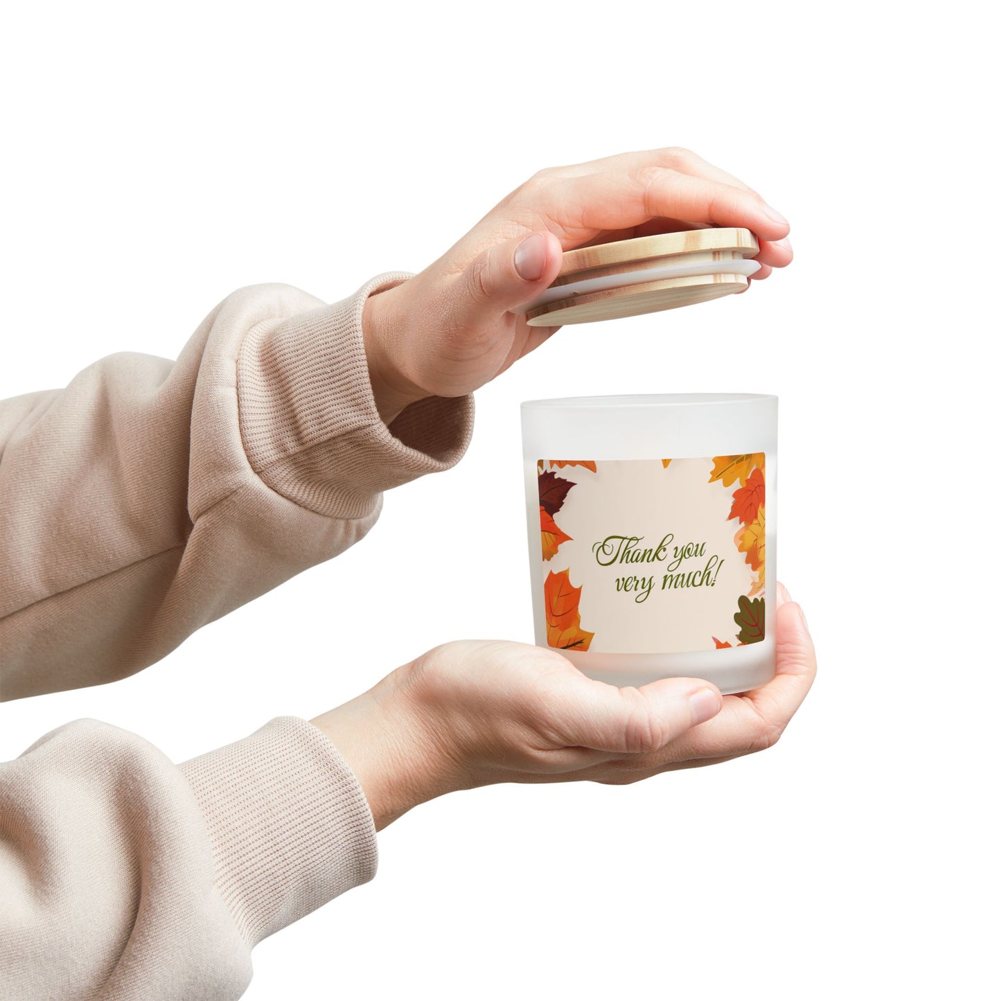 Thank You Very Much – Autumn Leaf Frosted Glass Candle (11 oz)