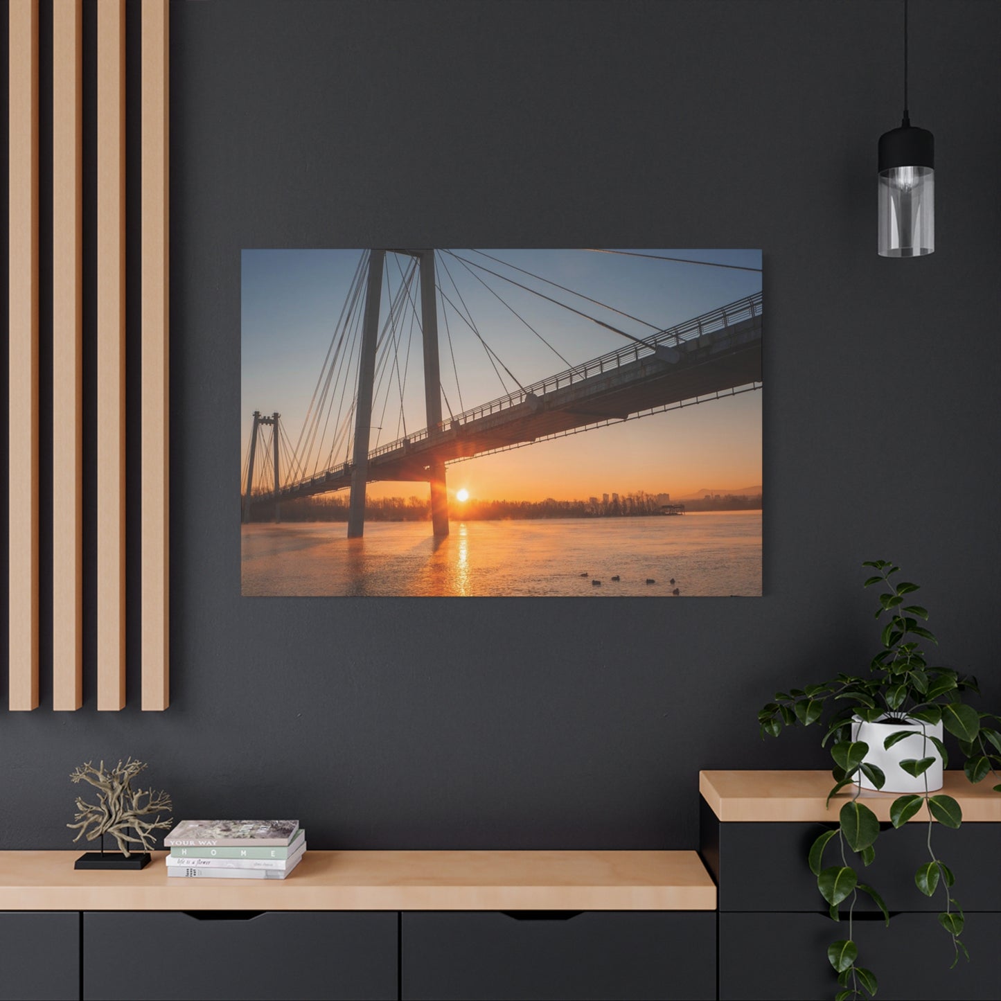 Sunrise Bridge Canvas Wall Art — Matte Stretched Canvas