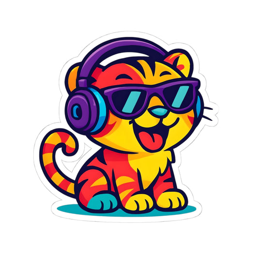 Colorful Tiger Kiss-Cut Stickers, Cute Cat Decals for Laptops, Water Bottles, Party Favors, Gifts for Kids