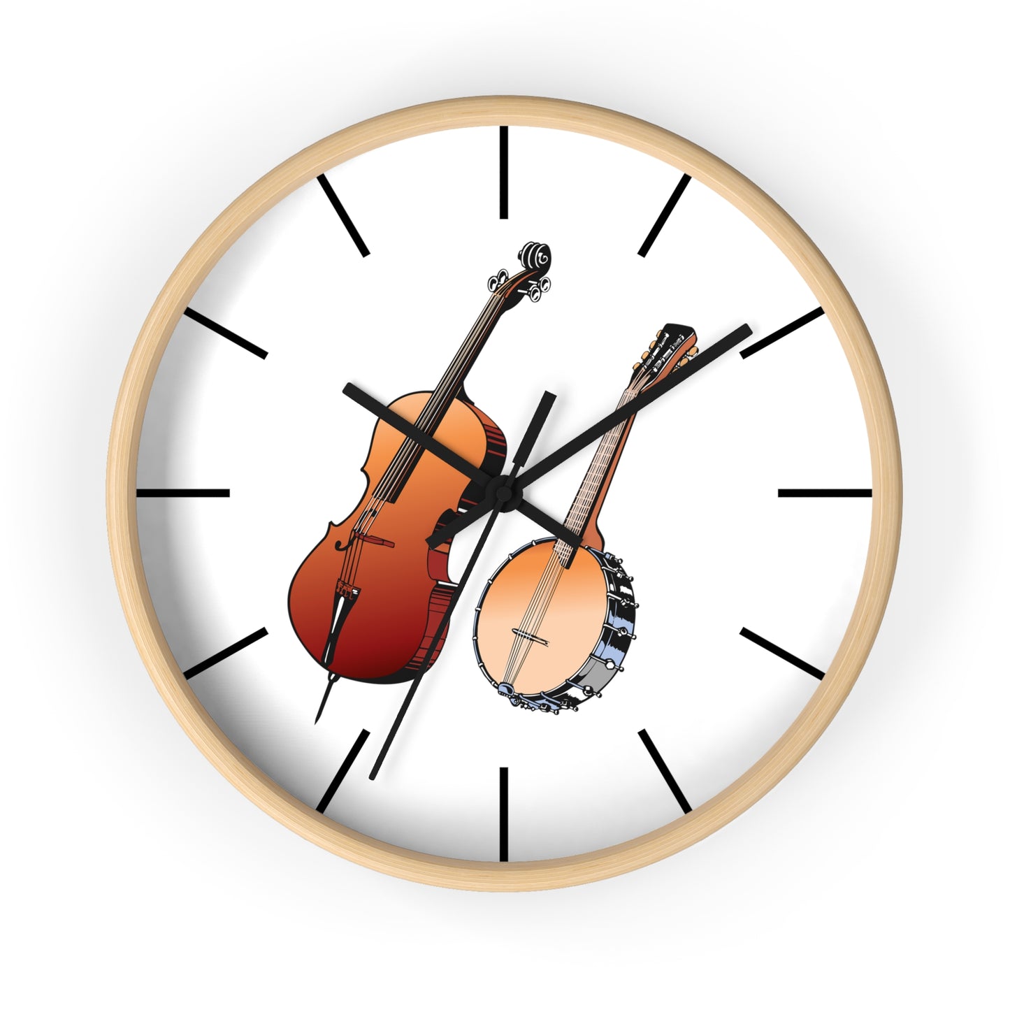 Musical Instruments Wall Clock, Rustic Home Decor, Gift for Musicians, Unique Wall Art, Music Lover's Decoration