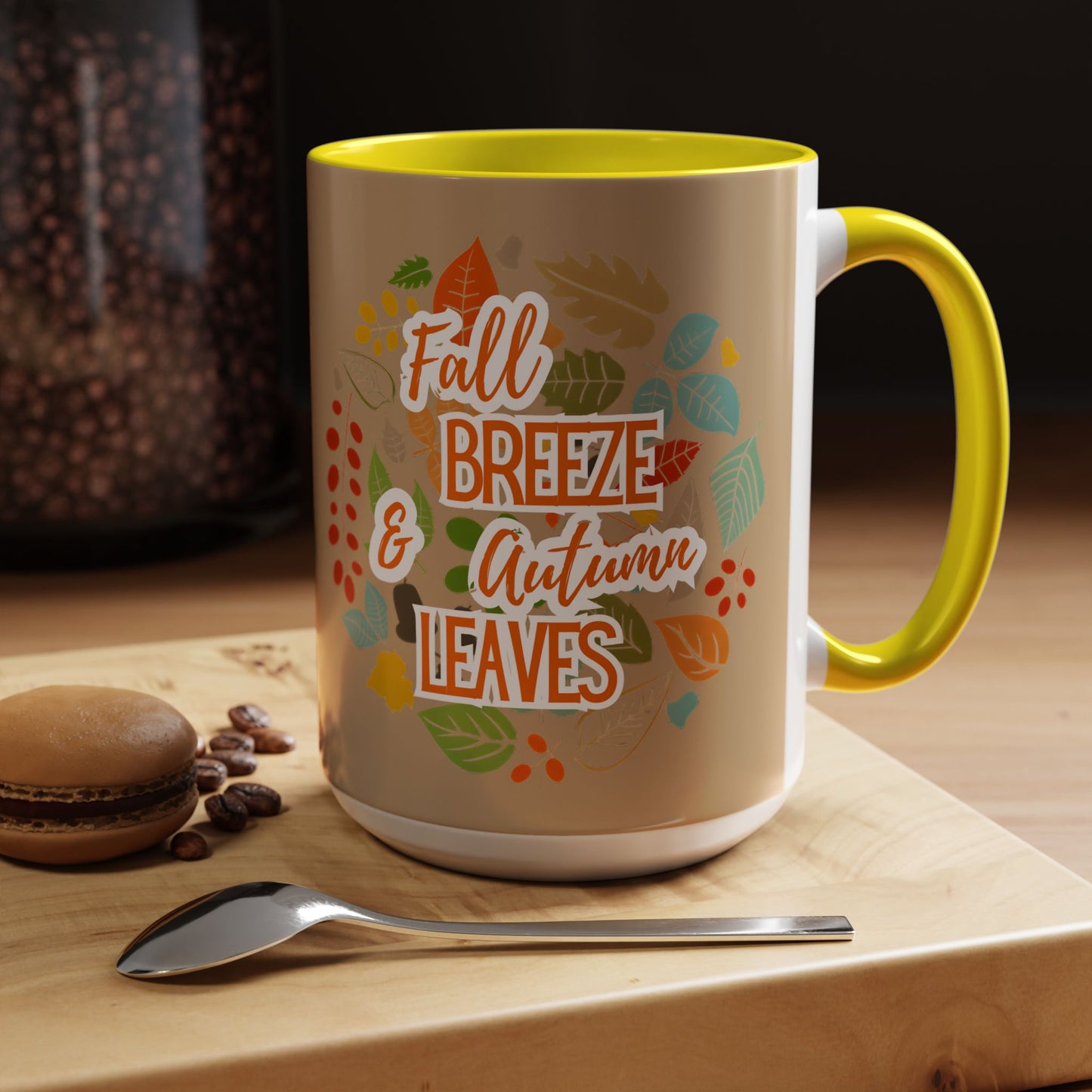 Fall Breeze & Leaves Coffee Mug, Autumn Mug, Seasonal Drinkware, Cozy Kitchen Decor, Perfect Gift for Fall Lovers