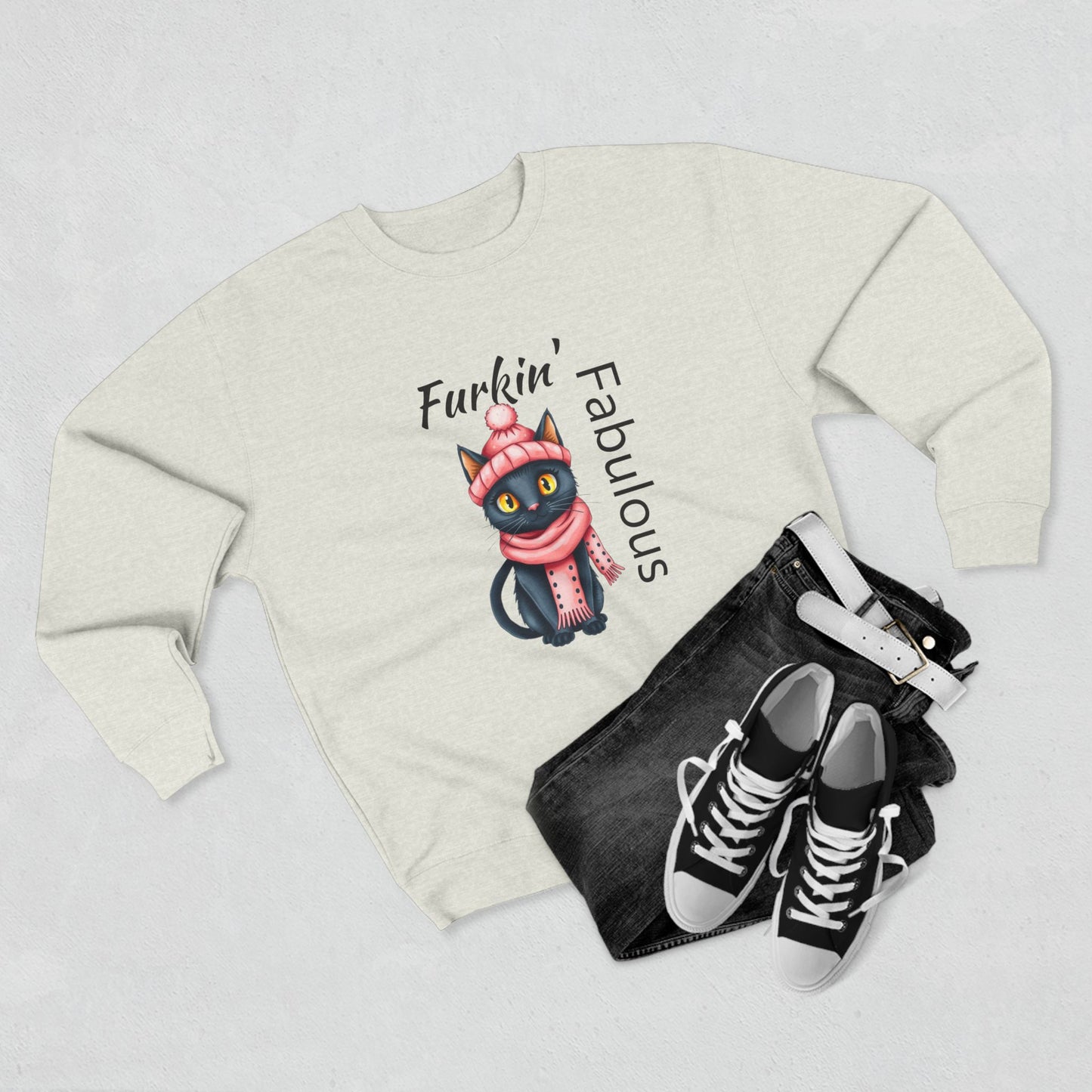 Furkin' Fabulous Cat Sweatshirt – Cute Winter Kitten Graphic Crewneck