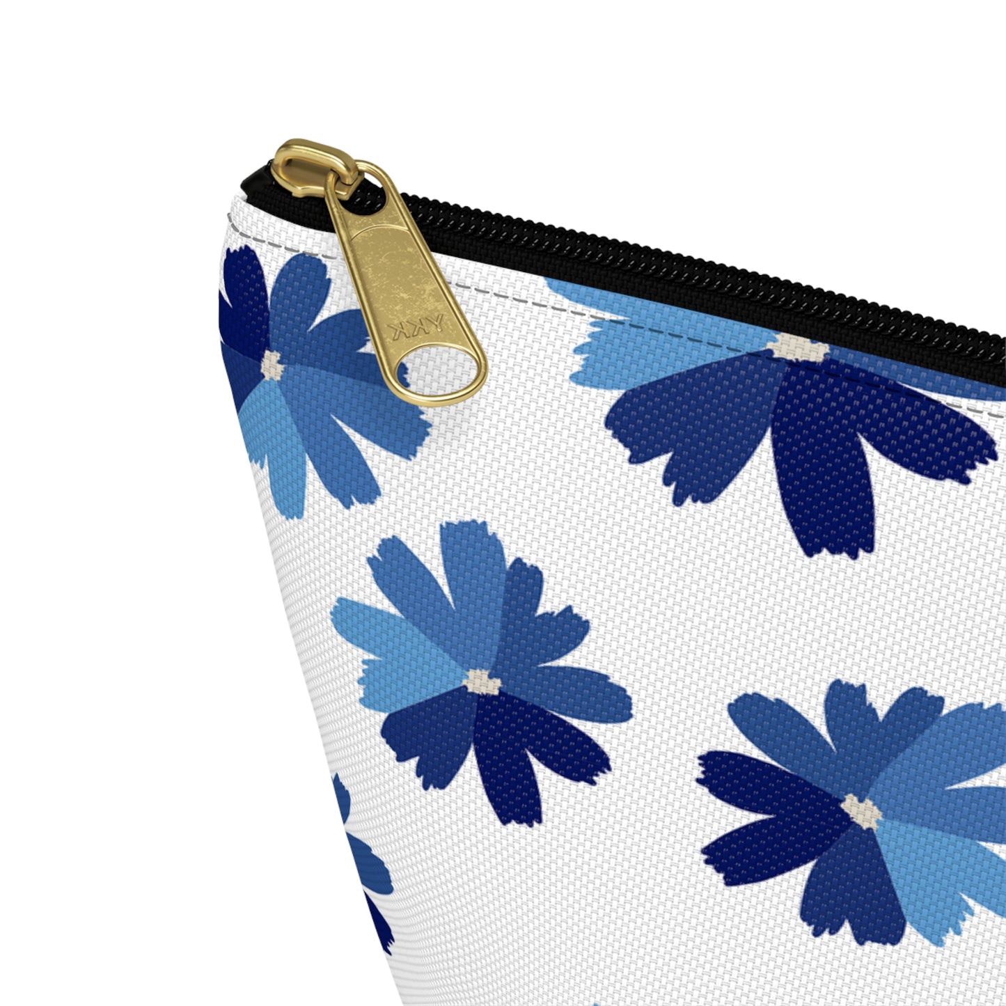 Blue Floral Accessory Pouch for Organizing Essentials, Cosmetic Bag, Travel Makeup Pouch, Gift Idea for Flower Lovers, Eco-Friendly