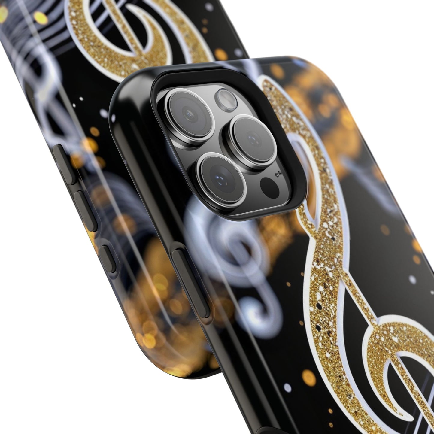 Music Notes Magnetic Impact-Resistant Phone Case — Gold Treble Clef Design