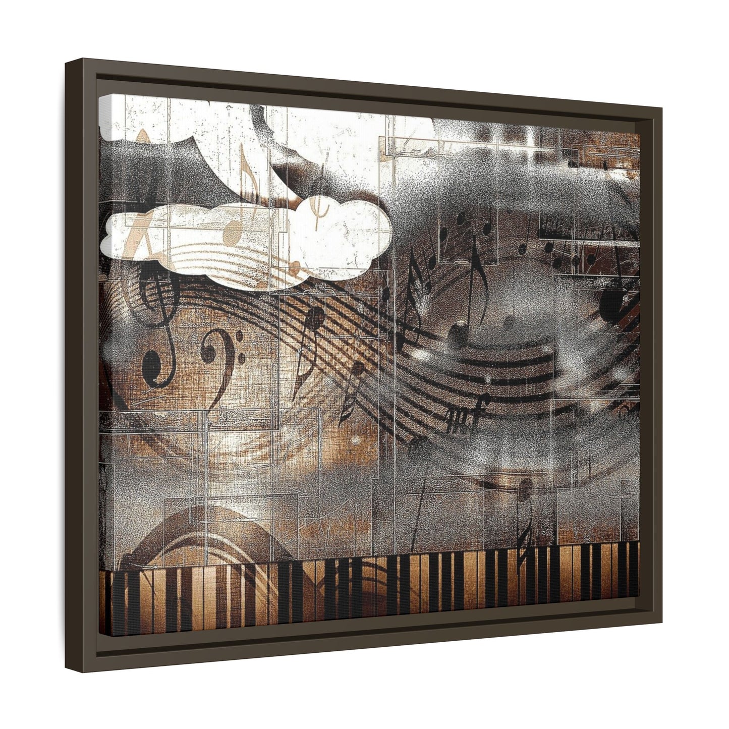 Framed Music Notes Canvas Print — Abstract Vintage Piano & Sheet Music Wall Art