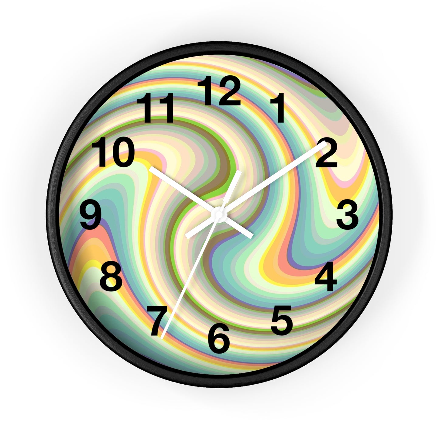 Swirl Pastel Wall Clock — Retro Psychedelic Timepiece for Home Decor