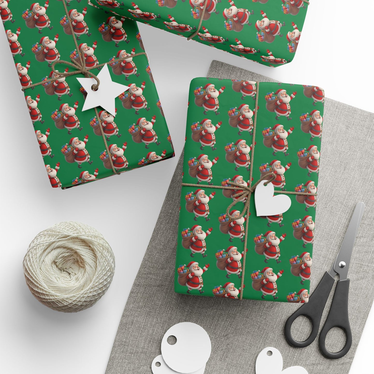 Christmas Dachshund Wrapping Paper — Green Santa Dog Gift Wrap