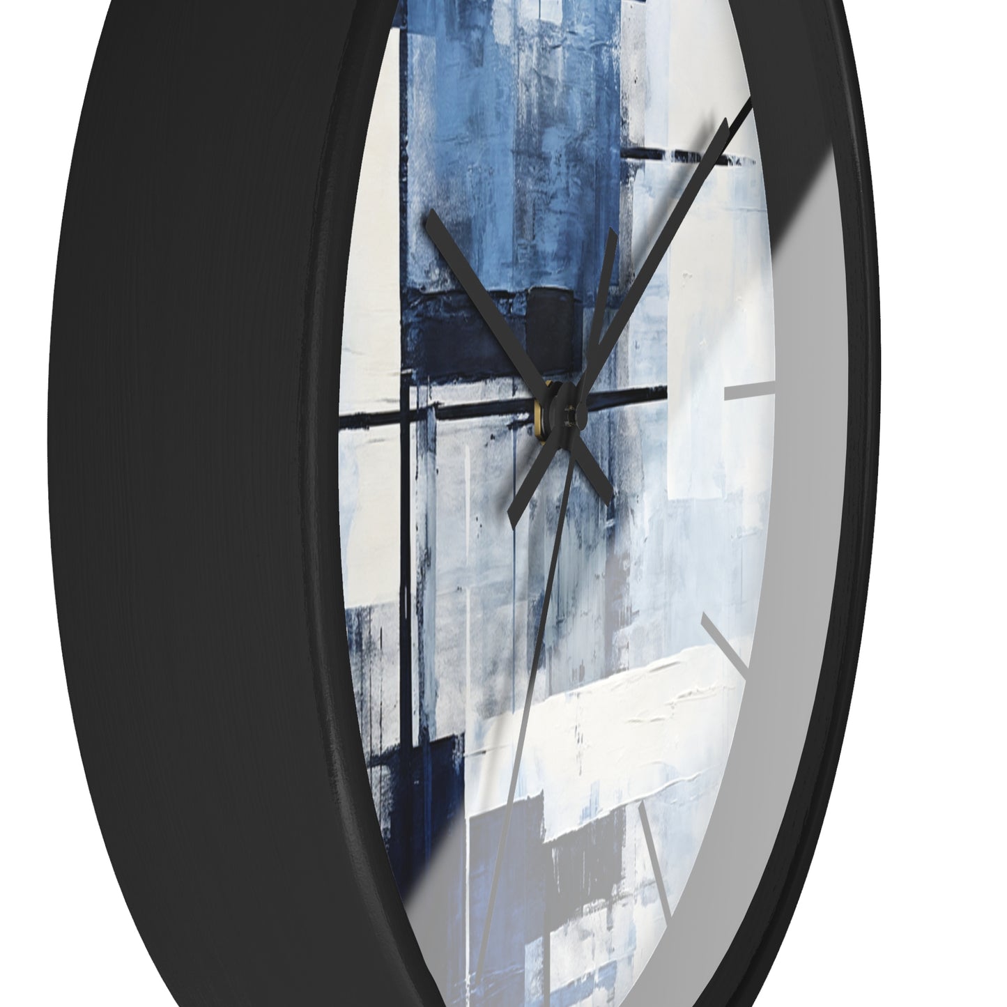 Abstract Blue Geometric Wall Clock — Modern Minimalist Home Decor