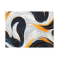 Abstract Fluid Art Matte Canvas Print — Navy, Gold & White Stretched Wall Art