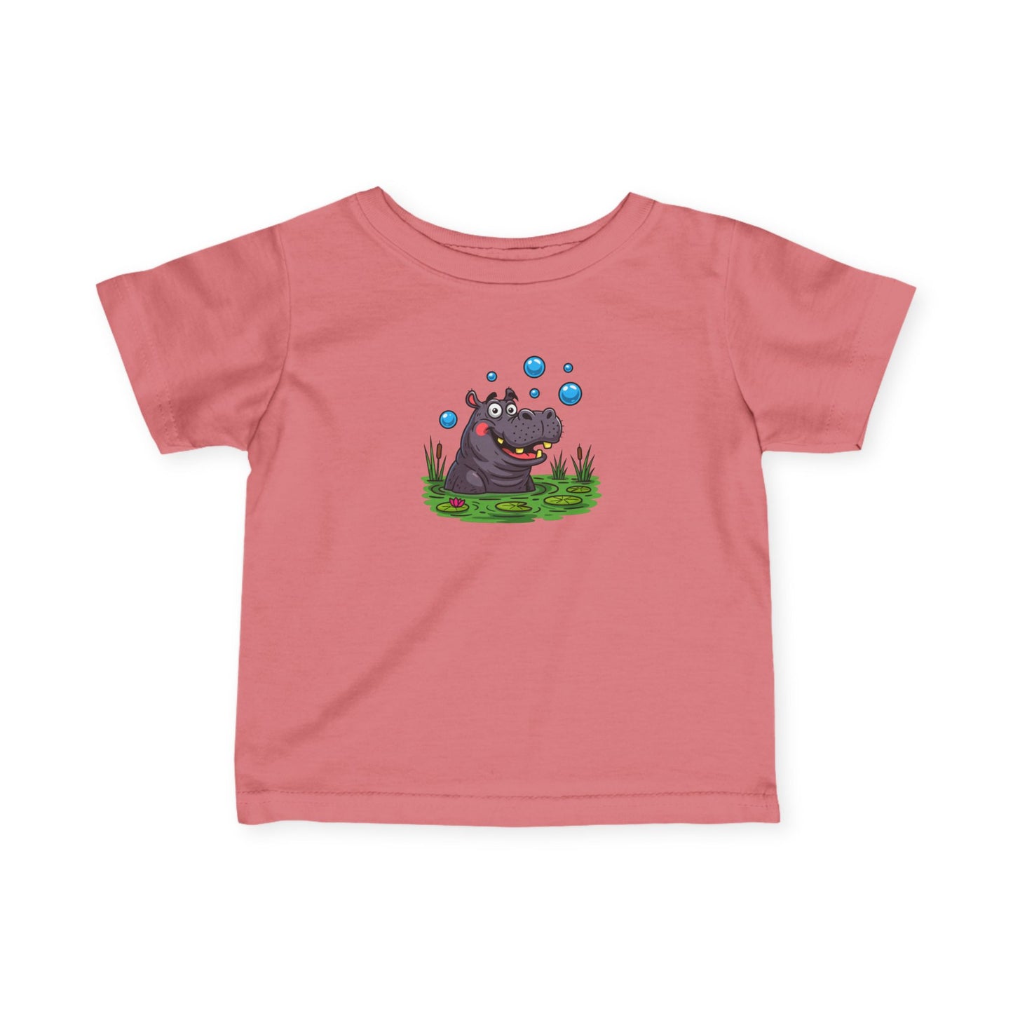 Cute Hippo Infant Tee with Bubbles, Baby Shirt, Toddler T-Shirt, Fun Kids Clothing, Unique Baby Gift, Pram Outfit