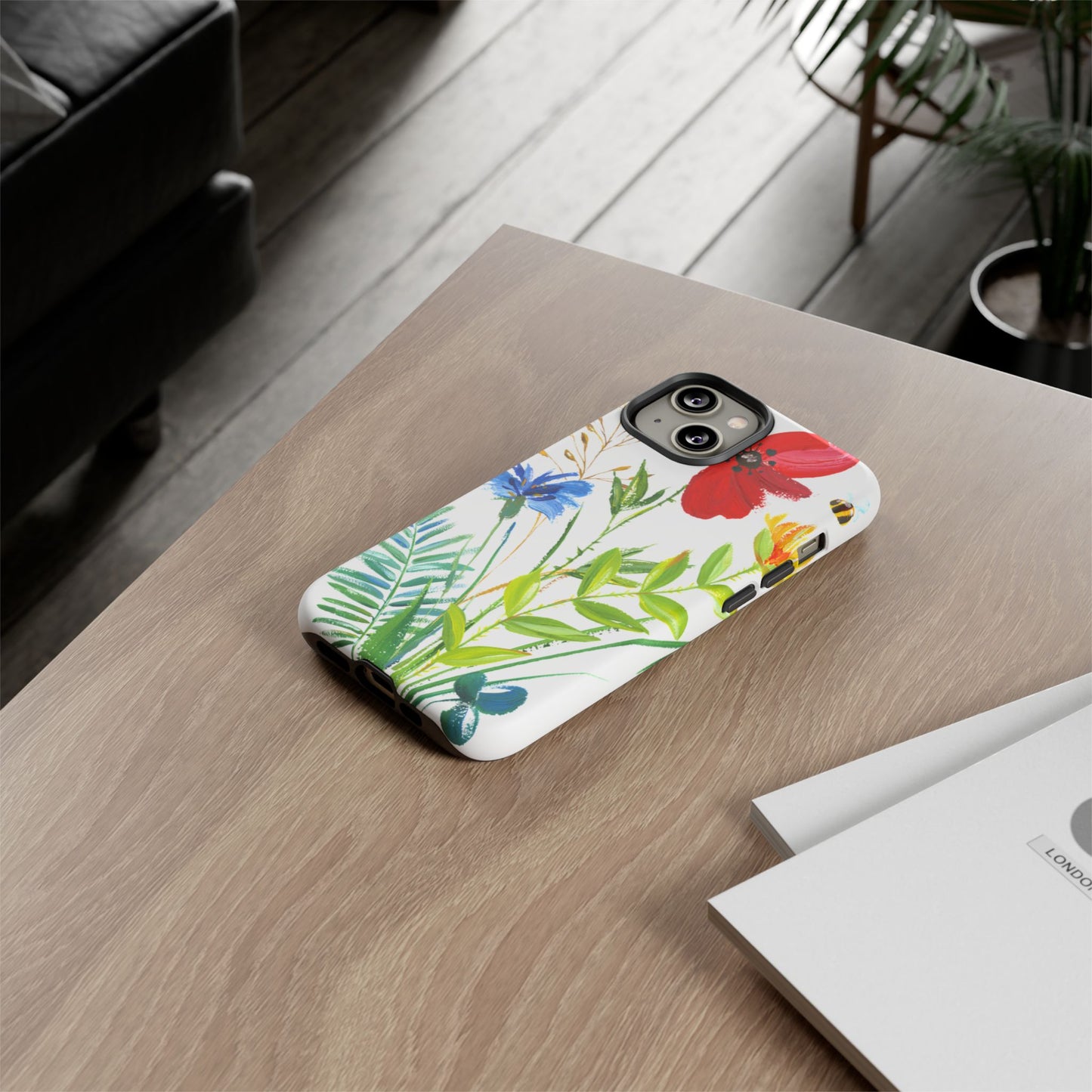 Floral Watercolor Tough Phone Case — Wildflower Bouquet Protective Cover