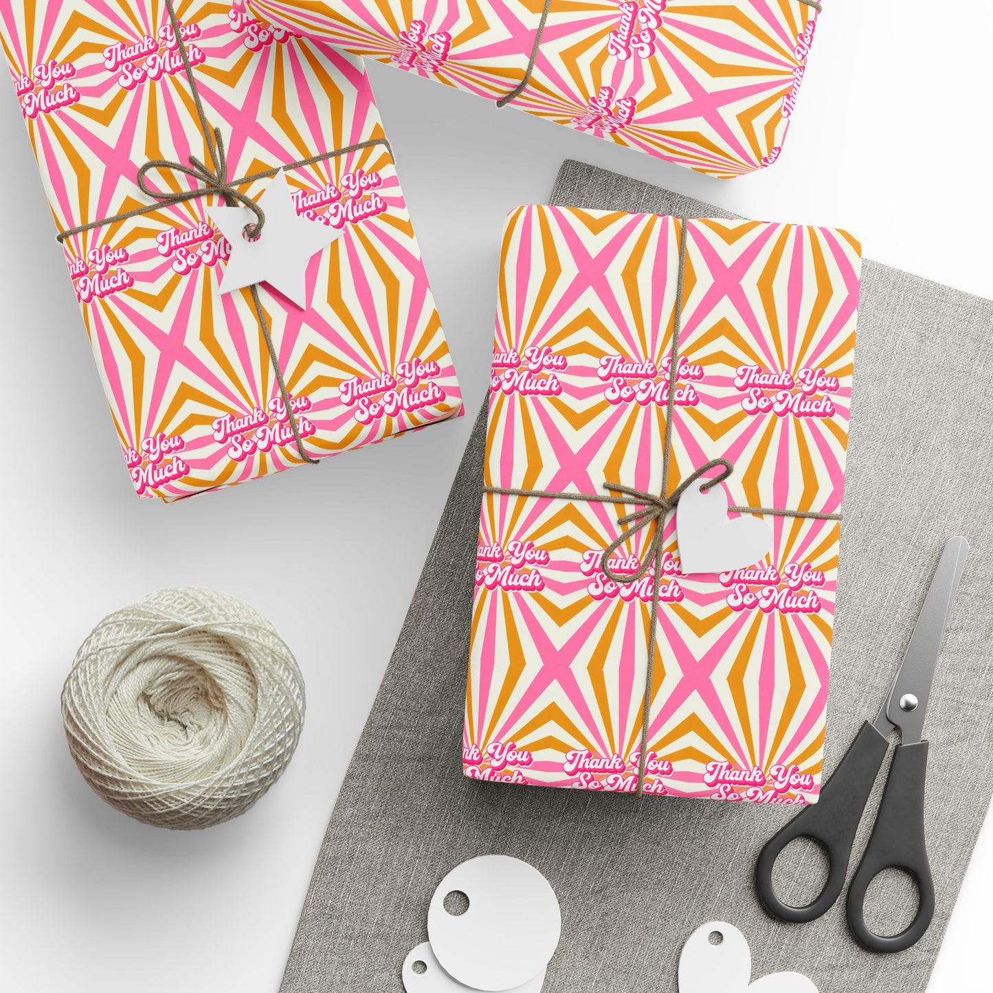 Retro Swirl "Thank You" Wrapping Paper