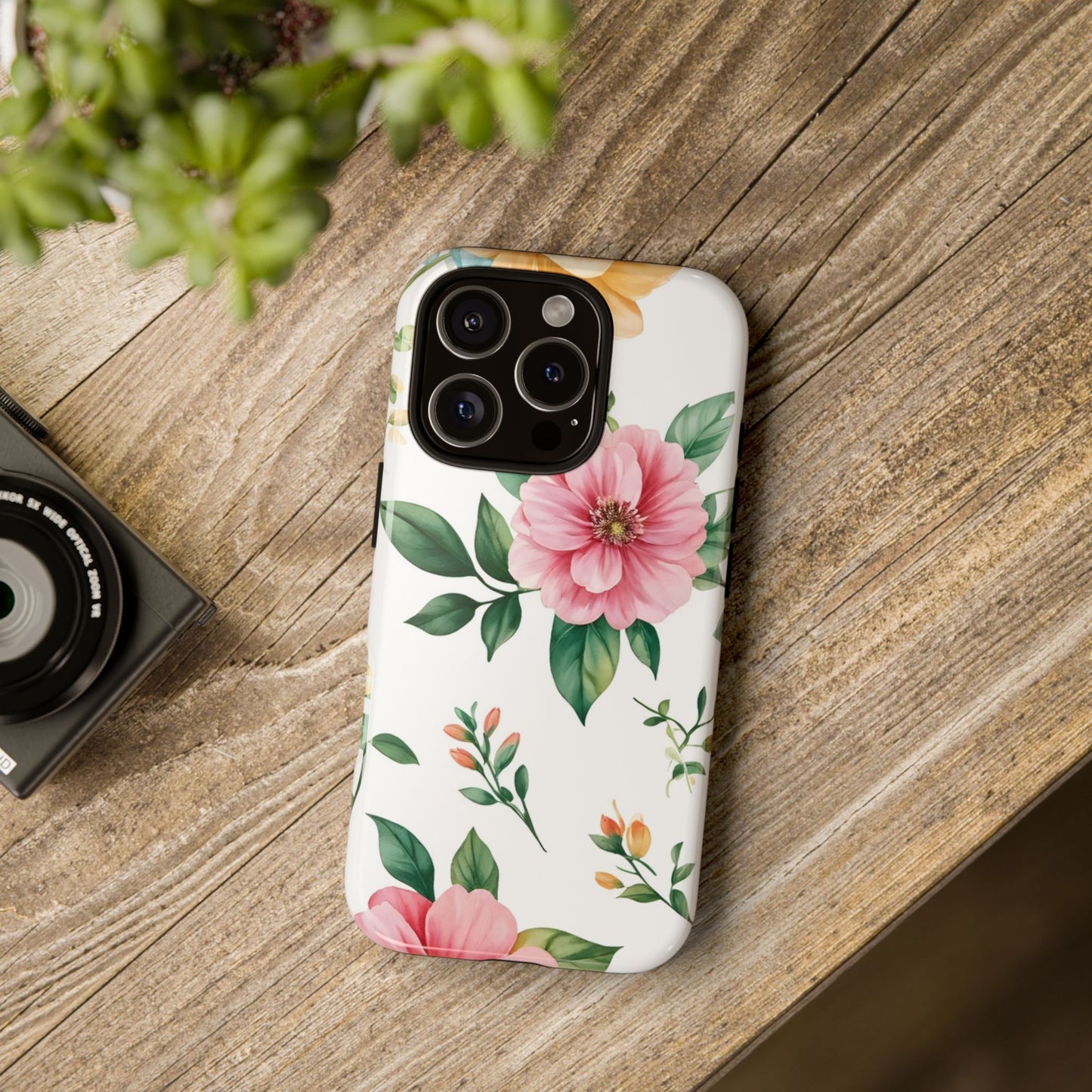 Floral Tough Phone Case — Pink Peony Protective Phone Cover