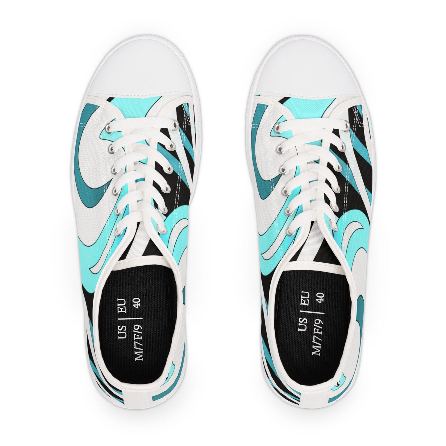 Low Top Sneakers – Aqua Wave Graphic Women's Canvas Shoes