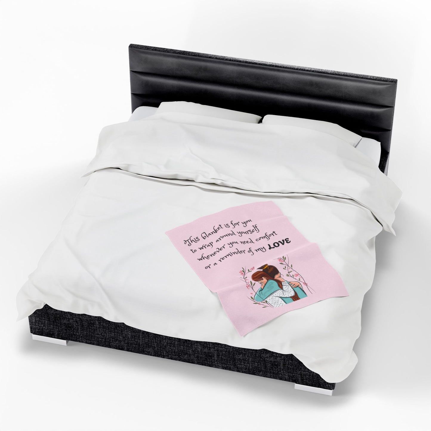 Velveteen Plush Blanket – "This blanket is for you to wrap around yourself" Comfort Throw (Hug Illustration)