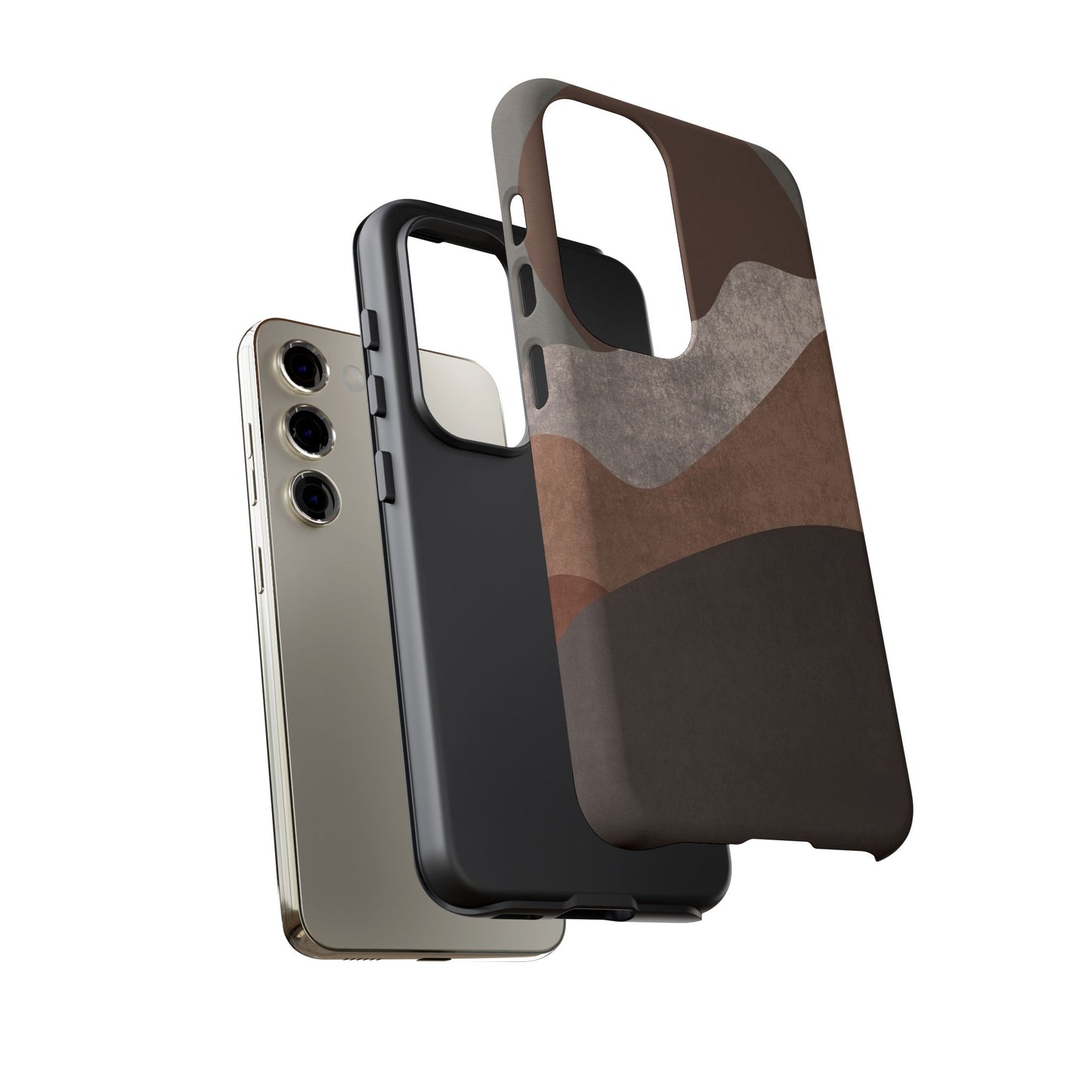 Abstract Earthtone Phone Case — Brown Layered Rugged Tough Case