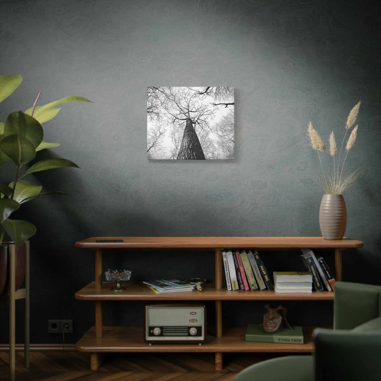 Black & White Tree Canopy Matte Canvas Wall Art — Upward Forest Photography