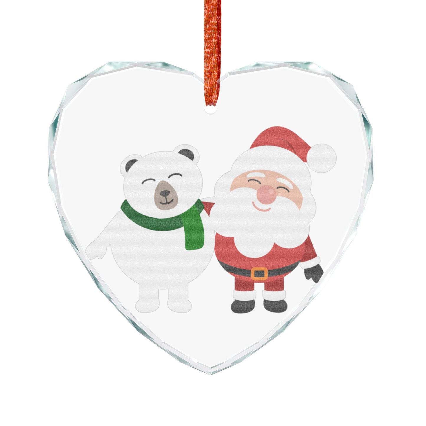 Crystal Heart Ornament — Cute Santa & Polar Bear Christmas Decoration