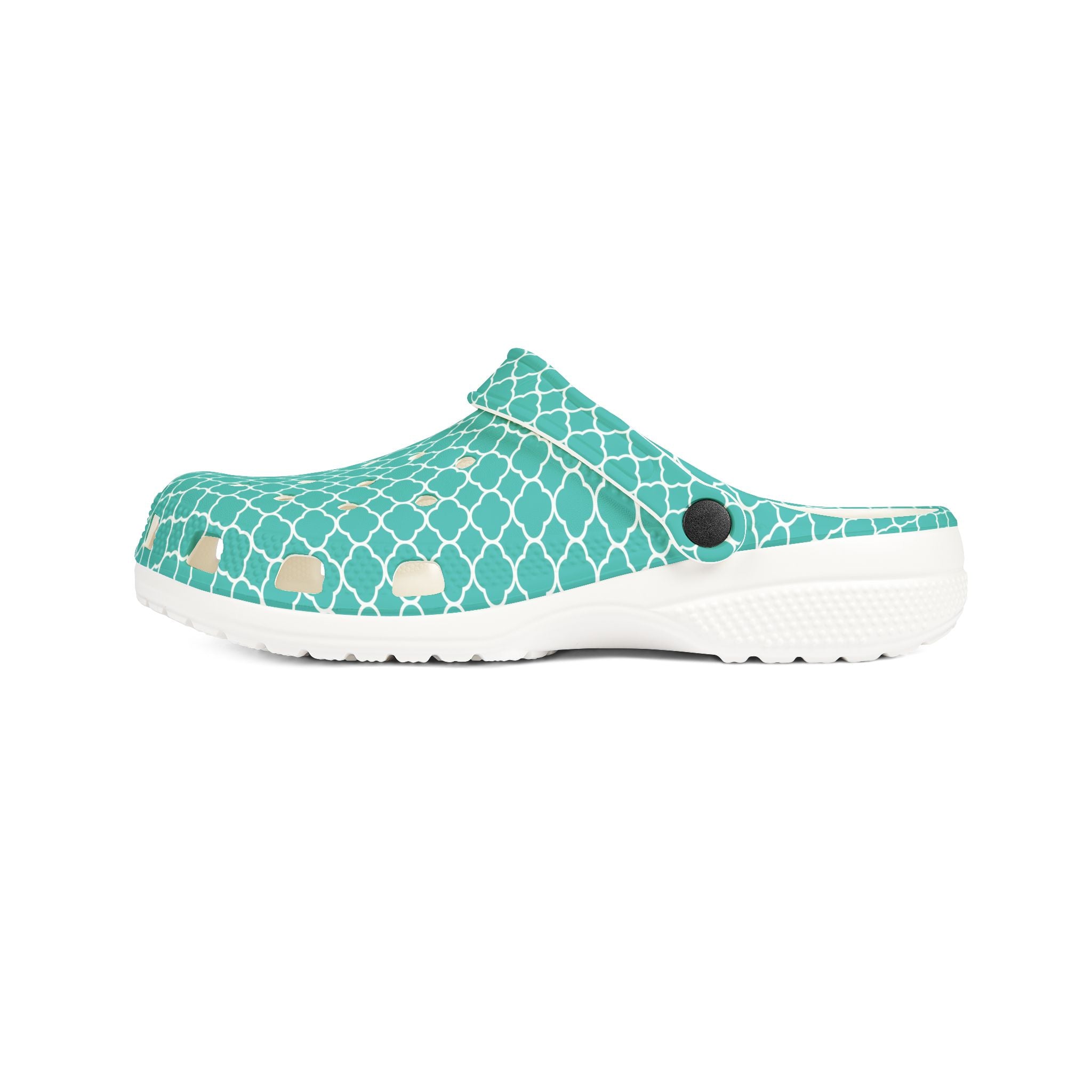 Aqua Tile Pattern EVA Clogs — Lightweight Casual Slip-On Shoes